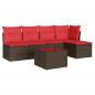 Preview: 6-tlg. Garten-Sofagarnitur mit Kissen Braun Poly Rattan