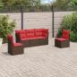 Preview: ARDEBO.de - 5-tlg. Garten-Sofagarnitur mit Kissen Braun Poly Rattan
