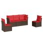 Preview: 5-tlg. Garten-Sofagarnitur mit Kissen Braun Poly Rattan