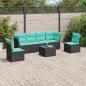 Preview: ARDEBO.de - 7-tlg. Garten-Sofagarnitur mit Kissen Schwarz Poly Rattan