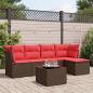 Preview: ARDEBO.de - 6-tlg. Garten-Sofagarnitur mit Kissen Braun Poly Rattan