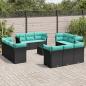 Preview: ARDEBO.de - 13-tlg. Garten-Sofagarnitur mit Kissen Schwarz Poly Rattan