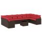Preview: 11-tlg. Garten-Sofagarnitur mit Kissen Braun Poly Rattan