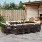 Preview: ARDEBO.de - 13-tlg. Garten-Essgruppe mit Kissen Braun Poly Rattan