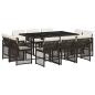 Preview: 11-tlg. Garten-Essgruppe mit Kissen Braun Poly Rattan