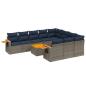 Preview: 11-tlg. Garten-Sofagarnitur mit Kissen Grau Poly Rattan