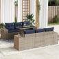 Preview: ARDEBO.de - 7-tlg. Garten-Sofagarnitur mit Kissen Grau Poly Rattan Akazie