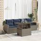 Preview: ARDEBO.de - 5-tlg. Garten-Sofagarnitur mit Kissen Grau Poly Rattan Akazie