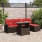 Preview: ARDEBO.de - 6-tlg. Garten-Sofagarnitur mit Kissen Grau Poly Rattan Akazie