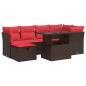 Preview: 7-tlg. Garten-Sofagarnitur mit Kissen Braun Poly Rattan Akazie