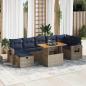 Preview: ARDEBO.de - 8-tlg. Garten-Sofagarnitur mit Kissen Braun Poly Rattan Akazie