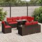 Preview: ARDEBO.de - 9-tlg. Garten-Sofagarnitur mit Kissen Braun Poly Rattan Akazie