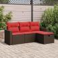 Preview: ARDEBO.de - 4-tlg. Garten-Sofagarnitur mit Kissen Braun Poly Rattan