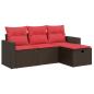 Preview: 4-tlg. Garten-Sofagarnitur mit Kissen Braun Poly Rattan