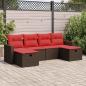 Preview: ARDEBO.de - 6-tlg. Garten-Sofagarnitur mit Kissen Braun Poly Rattan