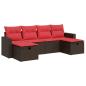 Preview: 6-tlg. Garten-Sofagarnitur mit Kissen Braun Poly Rattan