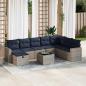 Preview: ARDEBO.de - 9-tlg. Garten-Sofagarnitur mit Kissen Grau Poly Rattan