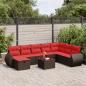 Preview: ARDEBO.de - 9-tlg. Garten-Sofagarnitur mit Kissen Braun Poly Rattan