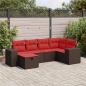 Preview: ARDEBO.de - 6-tlg. Garten-Sofagarnitur mit Kissen Braun Poly Rattan