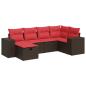 Preview: 6-tlg. Garten-Sofagarnitur mit Kissen Braun Poly Rattan