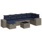 Preview: 8-tlg. Garten-Sofagarnitur mit Kissen Grau Poly Rattan