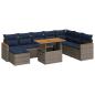 Preview: 9-tlg. Garten-Sofagarnitur mit Kissen Grau Poly Rattan