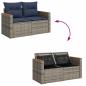 Preview: 9-tlg. Garten-Sofagarnitur mit Kissen Grau Poly Rattan
