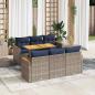 Preview: ARDEBO.de - 7-tlg. Garten-Sofagarnitur mit Kissen Grau Poly Rattan