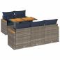 Preview: 6-tlg. Garten-Sofagarnitur mit Kissen Grau Poly Rattan