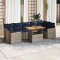 Preview: ARDEBO.de - 8-tlg. Garten-Sofagarnitur mit Kissen Grau Poly Rattan