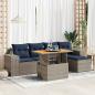 Preview: ARDEBO.de - 6-tlg. Garten-Sofagarnitur mit Kissen Grau Poly Rattan