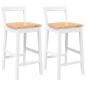 Preview: Barhocker 2 Stk. Weiß Massivholz Gummibaum