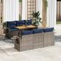 Preview: ARDEBO.de - 7-tlg. Garten-Sofagarnitur mit Kissen Grau Poly Rattan