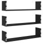 Preview: Wandregale 3 Stk. Schwarz Eichen-Optik 80x18x18cm Holzwerkstoff