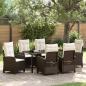 Preview: ARDEBO.de - 7-teiliges Garten-Dining-Set mit Kissen Braun Poly Rattan