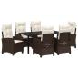 Preview: 7-teiliges Garten-Dining-Set mit Kissen Braun Poly Rattan
