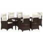 Preview: 7-teiliges Garten-Dining-Set mit Kissen Braun Poly Rattan