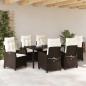 Preview: 7-teiliges Garten-Dining-Set mit Kissen Braun Poly Rattan