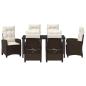 Preview: 7-teiliges Garten-Dining-Set mit Kissen Braun Poly Rattan
