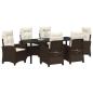 Preview: Garten-Diningset aus 7 Teilen mit Kissen in Braun aus Poly-Rattan