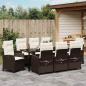 Preview: 9-teiliges Garten-Esszimmer-Set mit Kissen Braun Poly-Rattan