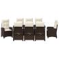 Preview: 9-teiliges Garten-Esszimmer-Set mit Kissen Braun Poly-Rattan
