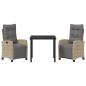 Preview: 3-teiliges Garten-Essset Beige Poly Rattan