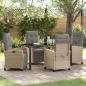 Preview: ARDEBO.de - 5-teiliges Garten-Ess-Set Beige Poly Rattan
