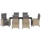 Preview: 7-teiliges Garten-Esszimmer Set Beige Poly Rattan