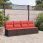 Preview: ARDEBO.de - Gartensofa mit Kissen 4-Sitzer Braun Poly Rattan