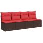 Preview: Gartensofa mit Kissen 4-Sitzer Braun Poly Rattan