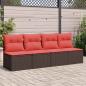 Preview: Gartensofa mit Kissen 4-Sitzer Braun Poly Rattan