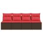 Preview: Gartensofa mit Kissen 4-Sitzer Braun Poly Rattan