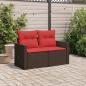 Preview: Gartensofa mit Kissen 2-Sitzer Braun Poly Rattan